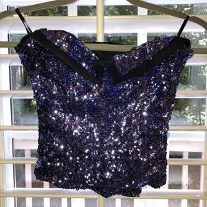 Bebe Holiday Sequin Crop Top
